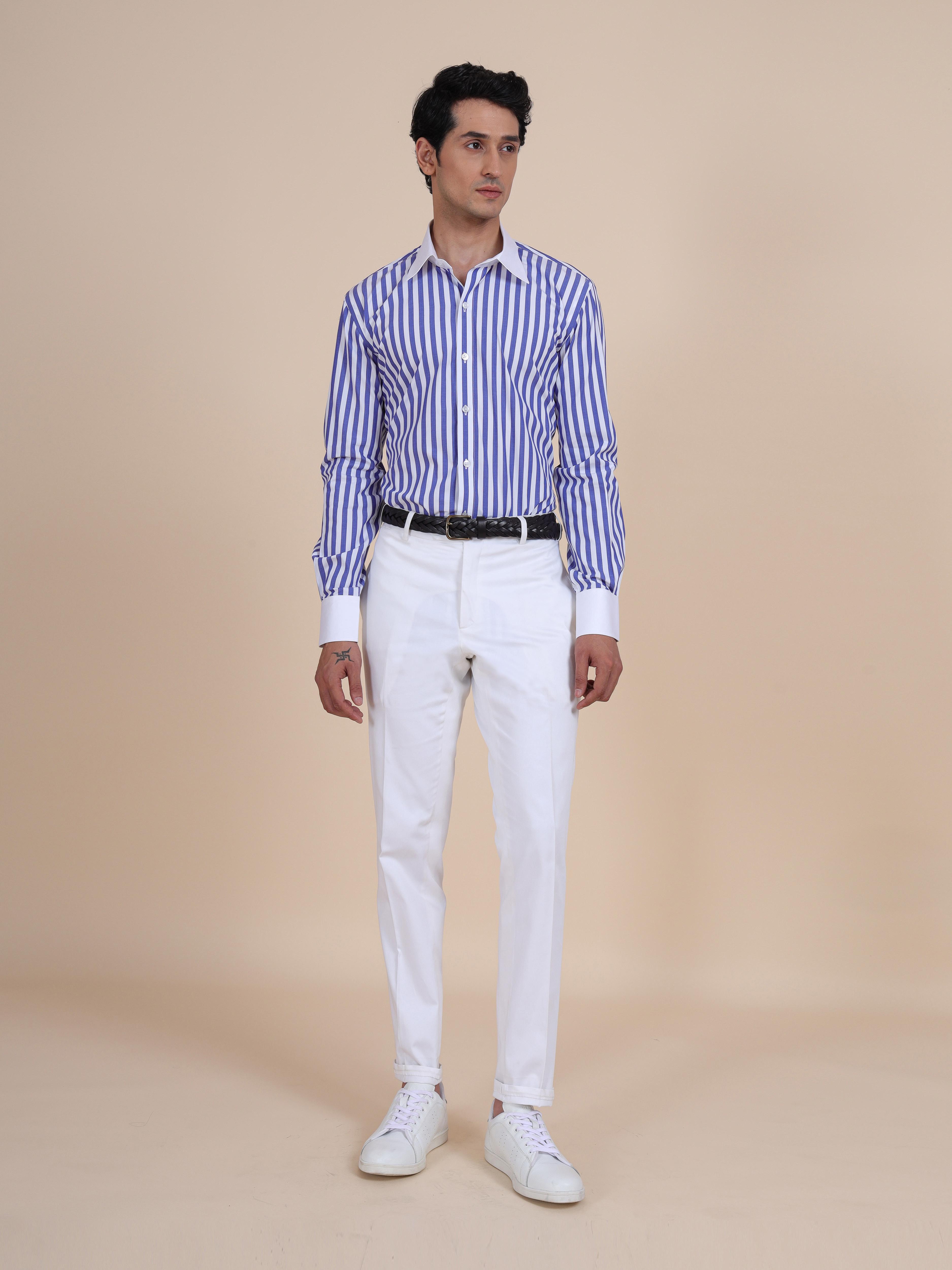 Buy Mens White Striped Casual Pants for Men Online at Bewakoof