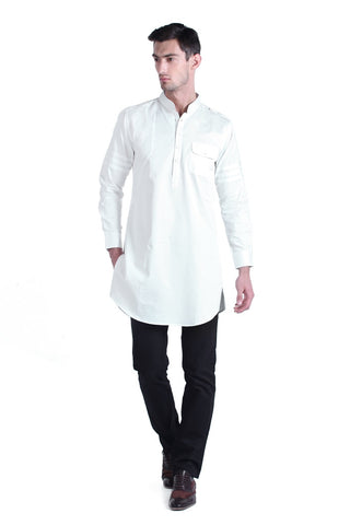 New Men's White Satin Shirt