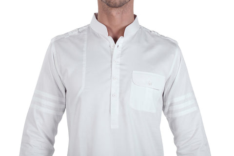 New Men's White Satin Shirt