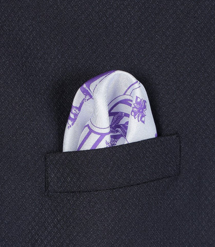 Purple Stripped Print Pocket Square